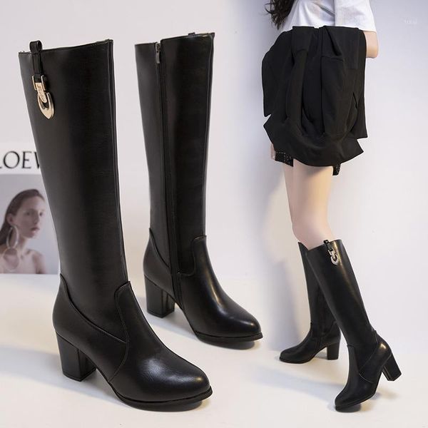 boots 2021 autumn and winter leather female small round toe thick heel british style knight boots1, Black
boots 2021 autumn and winter leather female small round toe thick heel british style knight boots1, Black