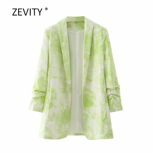 zevity new women fresh tie dye print open stitching blazer pleated sleeve office lady causal stylish outwear suit coat c532 y201026, White;black
zevity new women fresh tie dye print open stitching blazer pleated sleeve office lady causal stylish outwear suit coat c532 y201026, White;black