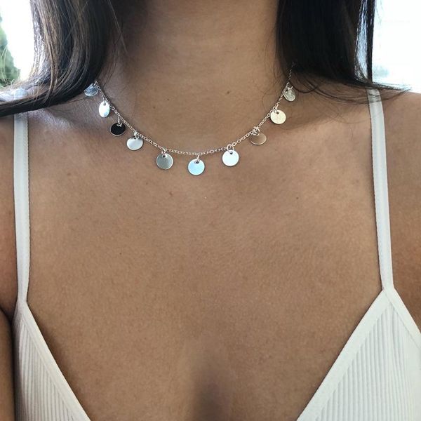 chains en fashion gold color sequins coins tassel choker necklace for women ladies jewellry colares1, Silver
chains en fashion gold color sequins coins tassel choker necklace for women ladies jewellry colares1, Silver