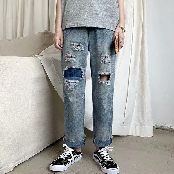 europe and america high street with holes jeans cut burr ripped jeans street ular brand harajuku bf style celebrity style, Blue
europe and america high street with holes jeans cut burr ripped jeans street ular brand harajuku bf style celebrity style, Blue