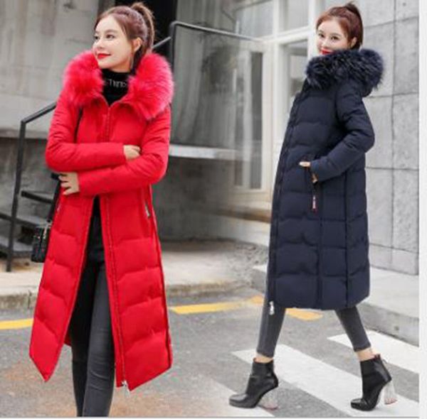 wholesale fashion women's winter parkas mid-length large fur collar slim padded jacket, Black 
wholesale fashion women's winter parkas mid-length large fur collar slim padded jacket, Black