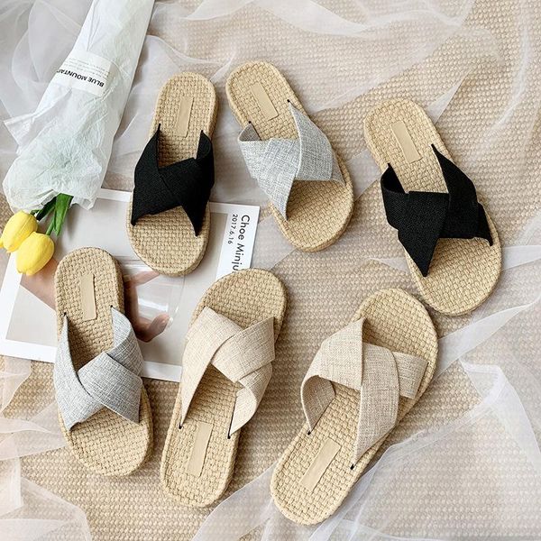 slippers 2021 the women summer casual slides comfortable flax striped linen flip flops platform sandals ladies indoor shoes, Black
slippers 2021 the women summer casual slides comfortable flax striped linen flip flops platform sandals ladies indoor shoes, Black
