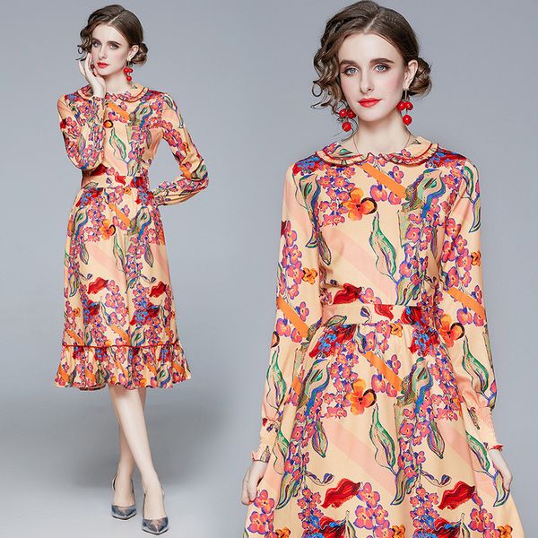 womens dress designer new style womens new fashion round neck printing long sleeve slim temperament medium length womens dress, White
womens dress designer new style womens new fashion round neck printing long sleeve slim temperament medium length womens dress, White