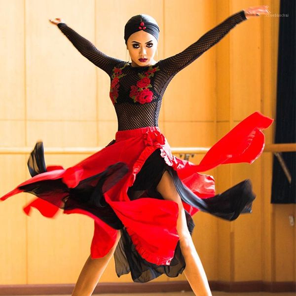 latin dance dress black mesh embroidery red slit long skirts latin costumes women clothes performance wear dnv100891, Black;red
latin dance dress black mesh embroidery red slit long skirts latin costumes women clothes performance wear dnv100891, Black;red