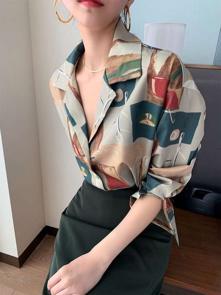 susus women's spring and autumn 2020 dign small abstract pattern printing loose personalized shirt, White
susus women's spring and autumn 2020 dign small abstract pattern printing loose personalized shirt, White