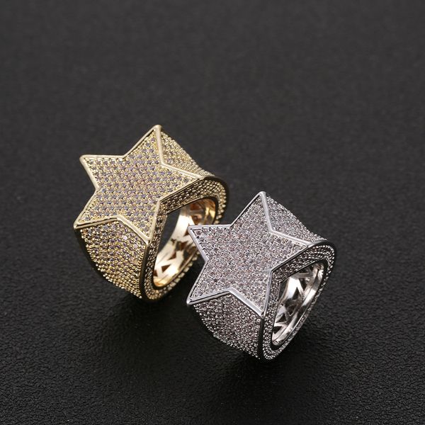 men copper iced out cz stones star shape ring gold silver color plated jewelry, Golden;silver
men copper iced out cz stones star shape ring gold silver color plated jewelry, Golden;silver