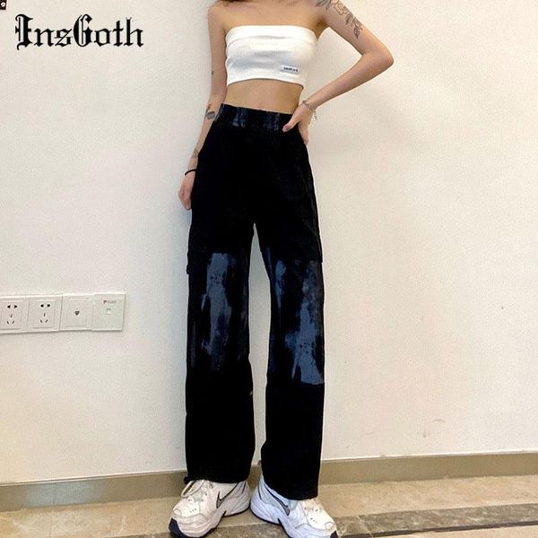 insgoth streetwear grunge black cargo pants goth punk bandage high waist trousers harajuku gothic print patchwork loose pants, Black;white
insgoth streetwear grunge black cargo pants goth punk bandage high waist trousers harajuku gothic print patchwork loose pants, Black;white