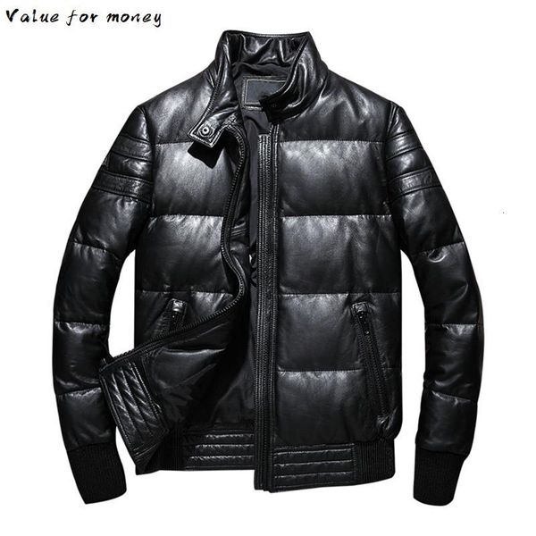genuine winter leather jacket men short sheepskin coat men's down jacket plus size chaqueta cuero hombre wp16c711 kj1410, Black 
genuine winter leather jacket men short sheepskin coat men's down jacket plus size chaqueta cuero hombre wp16c711 kj1410, Black