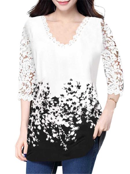 women's blouses & shirts lace half sleeve women summer flower print blouse v-neck casual 5xl large size high street female shirt, White
women's blouses & shirts lace half sleeve women summer flower print blouse v-neck casual 5xl large size high street female shirt, White