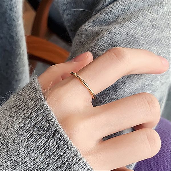 real gold-plated bamboo female niche design sense ring fashion ins cold style vegetarian ring index finger ring, Silver
real gold-plated bamboo female niche design sense ring fashion ins cold style vegetarian ring index finger ring, Silver