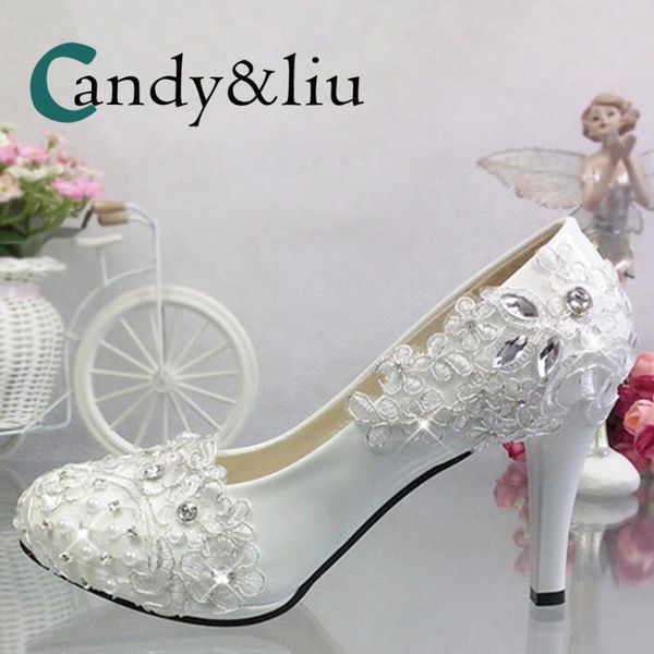 white lace flower wedding pumps silver crystal appliques rhinestone round toe women shoe spike heel for party banquet bridesmaid, Black
white lace flower wedding pumps silver crystal appliques rhinestone round toe women shoe spike heel for party banquet bridesmaid, Black