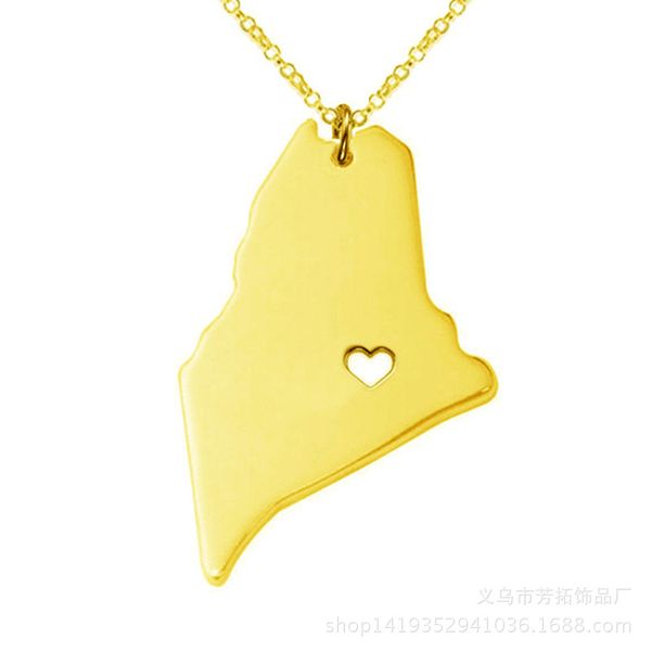 european and american style new selling stainless steel maine map necklace, Silver
european and american style new selling stainless steel maine map necklace, Silver