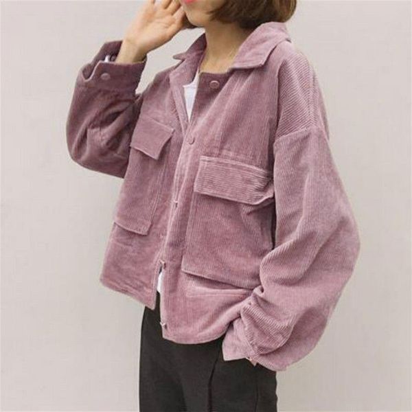 new fall women corduroy jacket loose lapel shirt coat casual vintage oversize solid color cool short jackets new, Black;brown
new fall women corduroy jacket loose lapel shirt coat casual vintage oversize solid color cool short jackets new, Black;brown