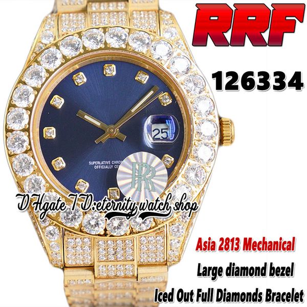2022 rrf 126334 126333 2813 automatic mechanical mens watch 126233 large diamonds bezel blue dial 316l steel fully iced out diamond gold bra, Slivery;brown
2022 rrf 126334 126333 2813 automatic mechanical mens watch 126233 large diamonds bezel blue dial 316l steel fully iced out diamond gold bra, Slivery;brown