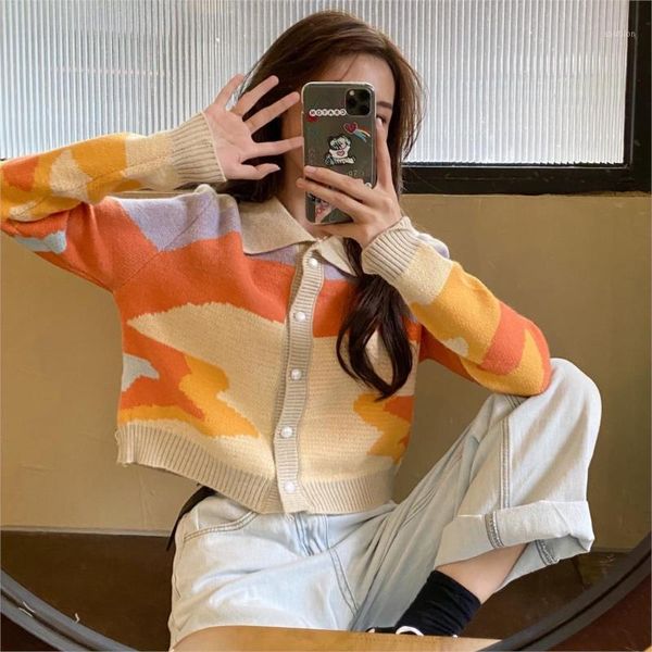 women's knits & tees 2021 autumn winter women sweater turn down collor fashion print casual long sleeve button female kintted short car, White
women's knits & tees 2021 autumn winter women sweater turn down collor fashion print casual long sleeve button female kintted short car, White