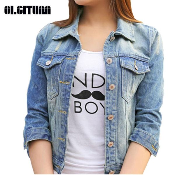 women fashion 2020 spring/autumn jeans jackets short three quarter sleeve denim coat vintage ripped for women clothing jk230, Black;brown
women fashion 2020 spring/autumn jeans jackets short three quarter sleeve denim coat vintage ripped for women clothing jk230, Black;brown