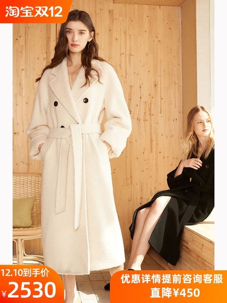 riz surrey white alpaca women's albaka double side medium length high end woolen coat thickened, Black
riz surrey white alpaca women's albaka double side medium length high end woolen coat thickened, Black
