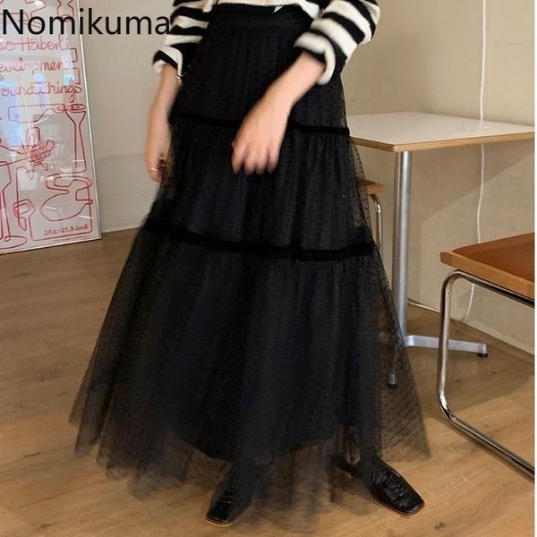 autumn new high waist skirt women slimming gauze polka dot skirts female korean style vintage fashion jupe longue femme 3d453, Black
autumn new high waist skirt women slimming gauze polka dot skirts female korean style vintage fashion jupe longue femme 3d453, Black