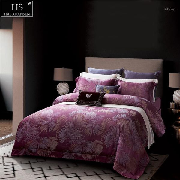 purple fabric mysterious palm leaves bedding set egyptian cotton yarn dyed jacquard bedsheet quilt cover pillowcase king size1
purple fabric mysterious palm leaves bedding set egyptian cotton yarn dyed jacquard bedsheet quilt cover pillowcase king size1