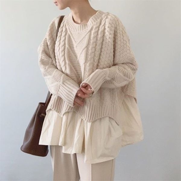 fall/winter new style round neck pullover regular loose sweater trendy casual student daily sweater outer wear japanese 201201, White;black
fall/winter new style round neck pullover regular loose sweater trendy casual student daily sweater outer wear japanese 201201, White;black