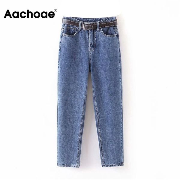 aachoae fashion women mom jeans with belt cowboy long trousers boyfriend stretch jeans casual female washed denim harem pants lj200808, Blue
aachoae fashion women mom jeans with belt cowboy long trousers boyfriend stretch jeans casual female washed denim harem pants lj200808, Blue