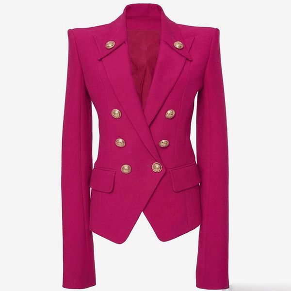 designer blazer women's collar buttons double breasted metal buttons blazer outer wear 201114, White;black
designer blazer women's collar buttons double breasted metal buttons blazer outer wear 201114, White;black