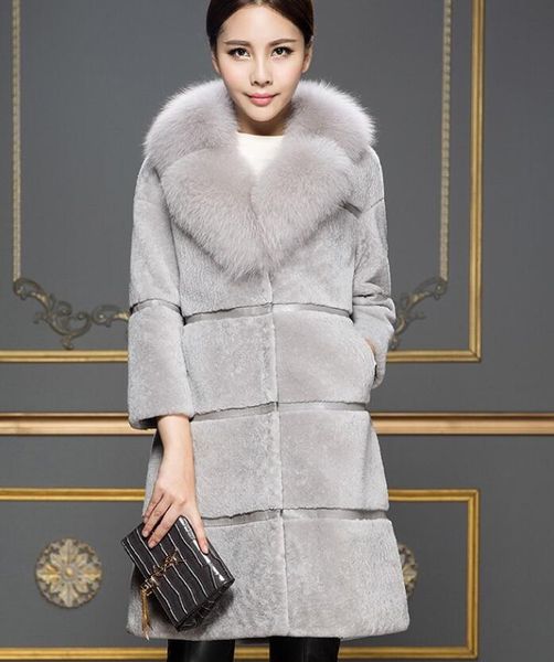 sheep shearing autumn and winter new product stitching fur one mid-length imitating fox fur collar coat fur coat women, Black
sheep shearing autumn and winter new product stitching fur one mid-length imitating fox fur collar coat fur coat women, Black