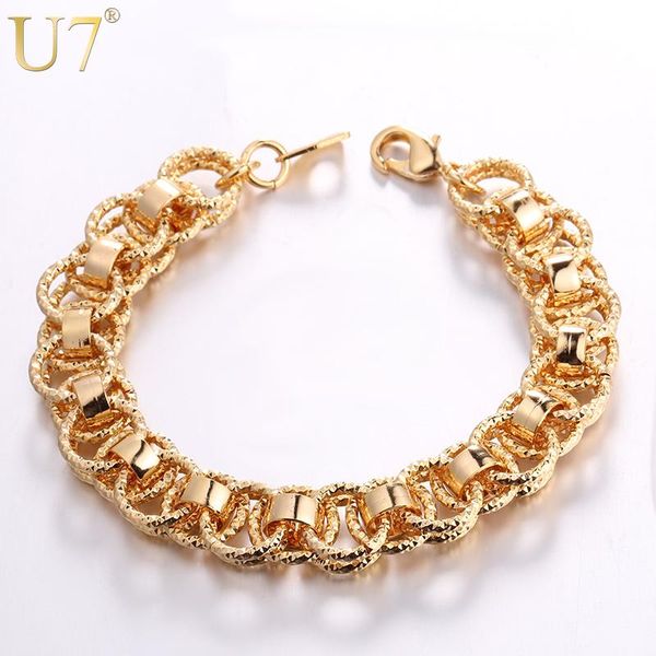 u7 hand chain bracelet trendy gold/silver/black color 21cm unique round bracelets bangles women/men jewelry h489
u7 hand chain bracelet trendy gold/silver/black color 21cm unique round bracelets bangles women/men jewelry h489