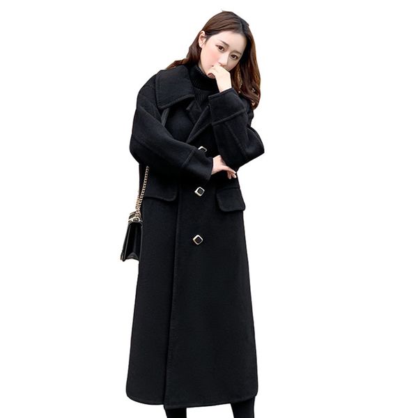 plus size 5xl winter fashion korean medium long knee loose woolen trench coat women overcoat, Black
plus size 5xl winter fashion korean medium long knee loose woolen trench coat women overcoat, Black