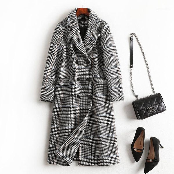 women's wool & blends spring cashmere coat women's 2021 loose large size ladies lapel slim woolen women plaid outwear mid-length e, Black
women's wool & blends spring cashmere coat women's 2021 loose large size ladies lapel slim woolen women plaid outwear mid-length e, Black