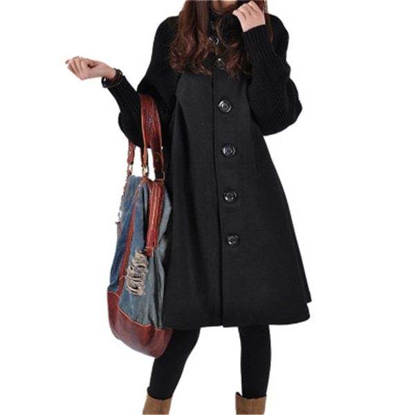 women autumn winter new large women's long loose big size female woolen cape wool coat j805, Black
women autumn winter new large women's long loose big size female woolen cape wool coat j805, Black