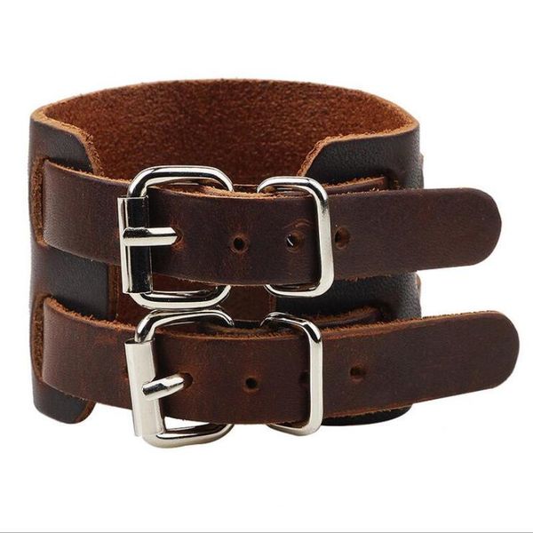 fishsheep vintage genuine leather bracelets for men rock punk handmade cowhide 2 buckle belt cuff wrap wristbands men's jewelry, Golden;silver
fishsheep vintage genuine leather bracelets for men rock punk handmade cowhide 2 buckle belt cuff wrap wristbands men's jewelry, Golden;silver