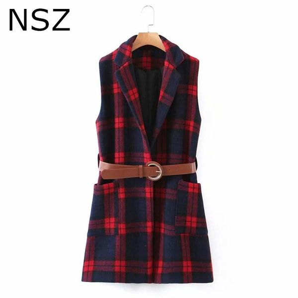 nsz women england style plaid wool blend sleeveless blazer jacket coat with belt elegant checked tank woolen waistcoat, Black;white
nsz women england style plaid wool blend sleeveless blazer jacket coat with belt elegant checked tank woolen waistcoat, Black;white