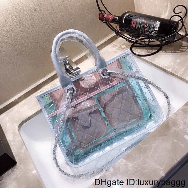 2020 designer luxury handbags purses pvc transparent jelly bag large totes fashion diamond lattice thread chain letter crossbod
2020 designer luxury handbags purses pvc transparent jelly bag large totes fashion diamond lattice thread chain letter crossbod