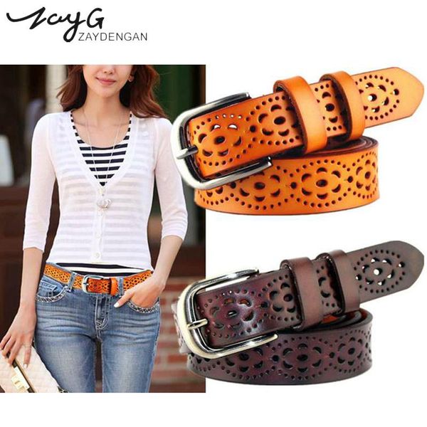 zayg genuine leather women belt for dress cowhide punched strap hollow jeans female waist belts for women high quality, Black;brown
zayg genuine leather women belt for dress cowhide punched strap hollow jeans female waist belts for women high quality, Black;brown