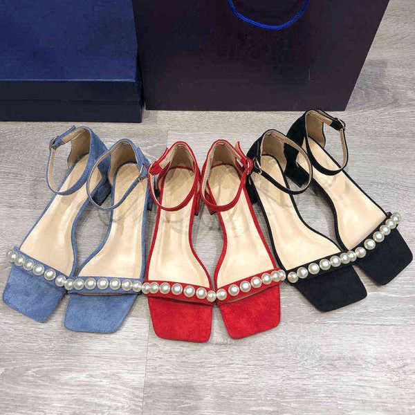 2022 summer single thread buckle fairy women's sandals square head large pearl comfortable medium high heel sandals, Black
2022 summer single thread buckle fairy women's sandals square head large pearl comfortable medium high heel sandals, Black