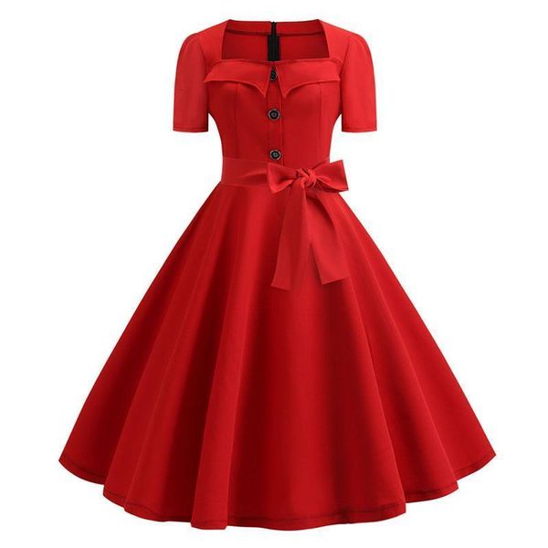 women square collar elegant vintage summer dress short sleeve rockabilly pin up midi dress robe femme casual office party dress, Black;gray
women square collar elegant vintage summer dress short sleeve rockabilly pin up midi dress robe femme casual office party dress, Black;gray