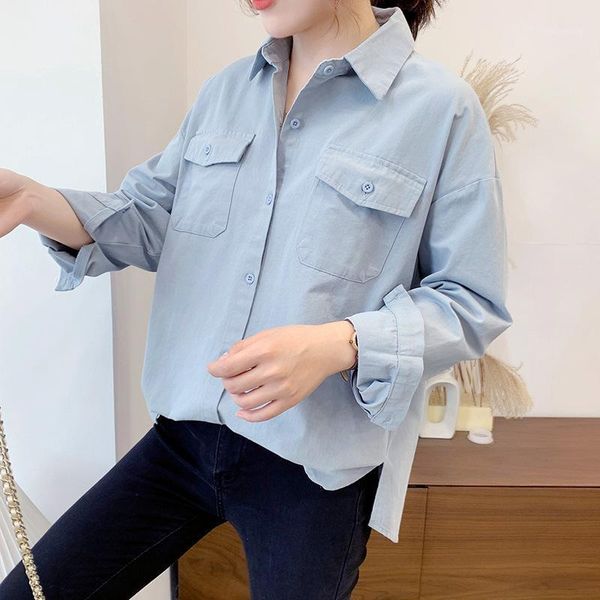 new cotton shirts for women loose korean-style double pockets all-match causel blouse retro loose coat spring autumn female 1, White
new cotton shirts for women loose korean-style double pockets all-match causel blouse retro loose coat spring autumn female 1, White
