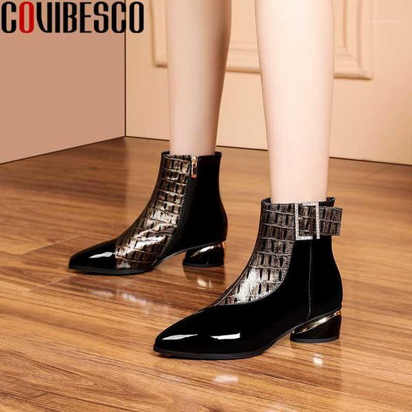covibesco fashion genuine leather women ankle boots autumn winter new buckle pointed toe shoes woman office zip thick heels boot1, Black
covibesco fashion genuine leather women ankle boots autumn winter new buckle pointed toe shoes woman office zip thick heels boot1, Black