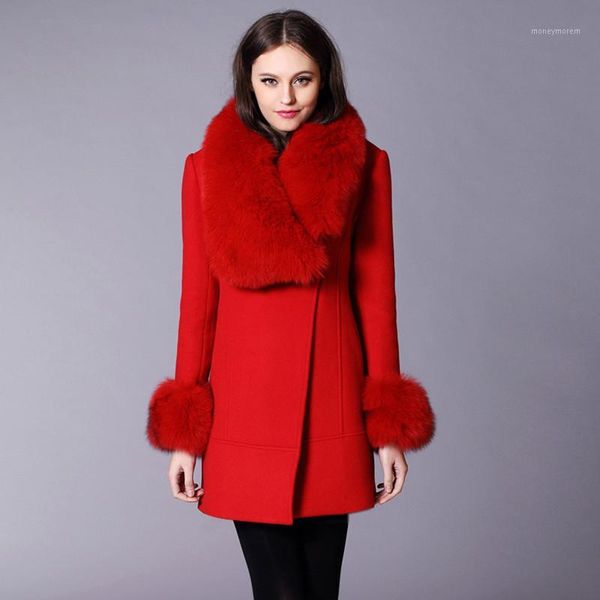 women's wool & blends winter fashion slim women white cashmere coat fake fur collars jacket plus size long trench 2021 female overcoats, Black
women's wool & blends winter fashion slim women white cashmere coat fake fur collars jacket plus size long trench 2021 female overcoats, Black