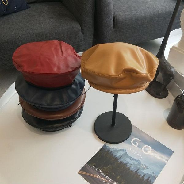 berets 2021 fashion women pu leather beret hat solid french artist warm color all-match lady autumn spring, Blue;gray
berets 2021 fashion women pu leather beret hat solid french artist warm color all-match lady autumn spring, Blue;gray