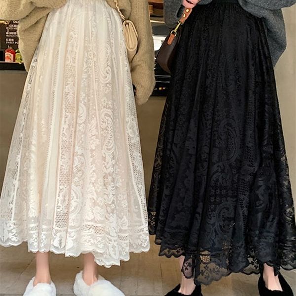 werueruyu 2020 new spring and summer women's waist gauze lace skirt thin a a-line long q1209, Black
werueruyu 2020 new spring and summer women's waist gauze lace skirt thin a a-line long q1209, Black