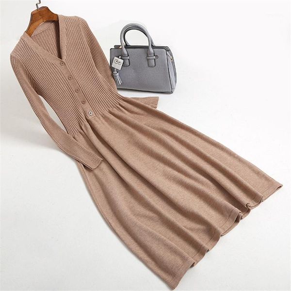women dress spring autumn winter v-neck long sleeve casual knitted midi dress a-line high waist black vestido1, Black;gray
women dress spring autumn winter v-neck long sleeve casual knitted midi dress a-line high waist black vestido1, Black;gray
