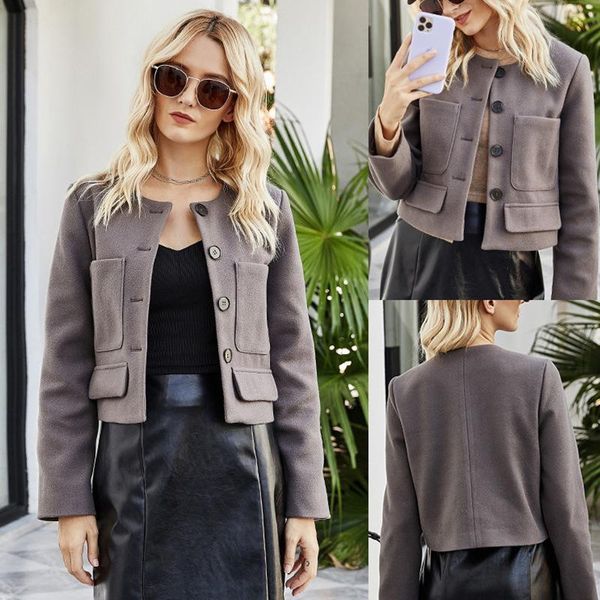 short jacket for women ladies warm o-neck button faux coat jacket winter short clothes outerwear patchwork tweed jackets, Black;brown
short jacket for women ladies warm o-neck button faux coat jacket winter short clothes outerwear patchwork tweed jackets, Black;brown