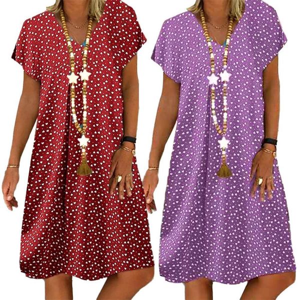 fashion women summer v neck casual short sleeve dot heart print loose knee-length dress drop shipping, Black;gray
fashion women summer v neck casual short sleeve dot heart print loose knee-length dress drop shipping, Black;gray