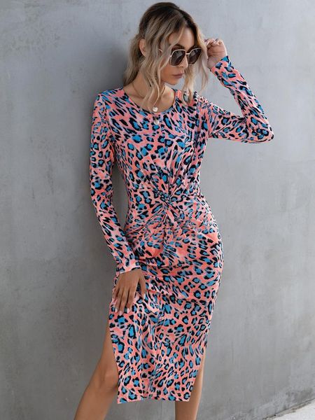 spring autumn split leopard print long sleeve women's long dress slim fit buttocks temperament elegant dress women, Black;gray
spring autumn split leopard print long sleeve women's long dress slim fit buttocks temperament elegant dress women, Black;gray