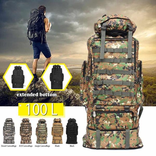 100l waterproof camo tactical backpack army hiking camping backpack travel rucksack outdoor sports climbing bag
100l waterproof camo tactical backpack army hiking camping backpack travel rucksack outdoor sports climbing bag