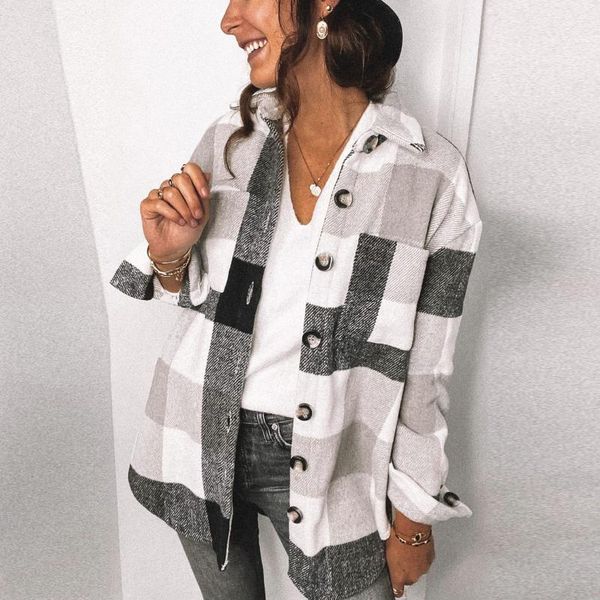 women casual retro shirts plaid print lapel shirt coat fall lady winter fashion loose buttons cardigan long sleeve jacket coat, Black;brown
women casual retro shirts plaid print lapel shirt coat fall lady winter fashion loose buttons cardigan long sleeve jacket coat, Black;brown