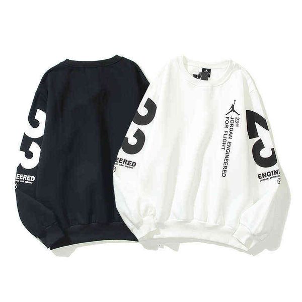 and autumn winter fashion aj sweater men's white long sleeve round neck plush couple loose top, Black
and autumn winter fashion aj sweater men's white long sleeve round neck plush couple loose top, Black