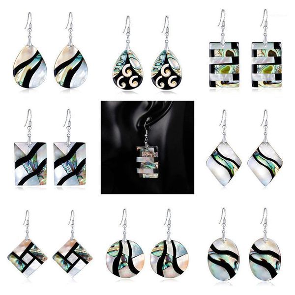 dangle & chandelier abalone shell thin slices teardrop earring 1 pair1, Silver